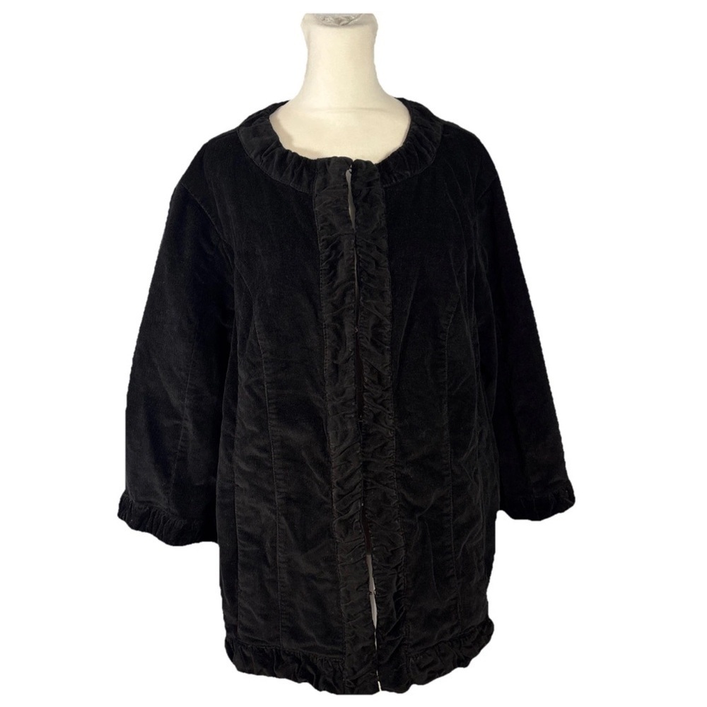 CJ Banks Womens Plus Size 1X Black Corduroy Blazer Preppy Office